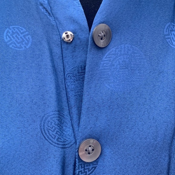 Vintage Quilted Blue Asian Satin Silk Jacket - Picture 6 of 8